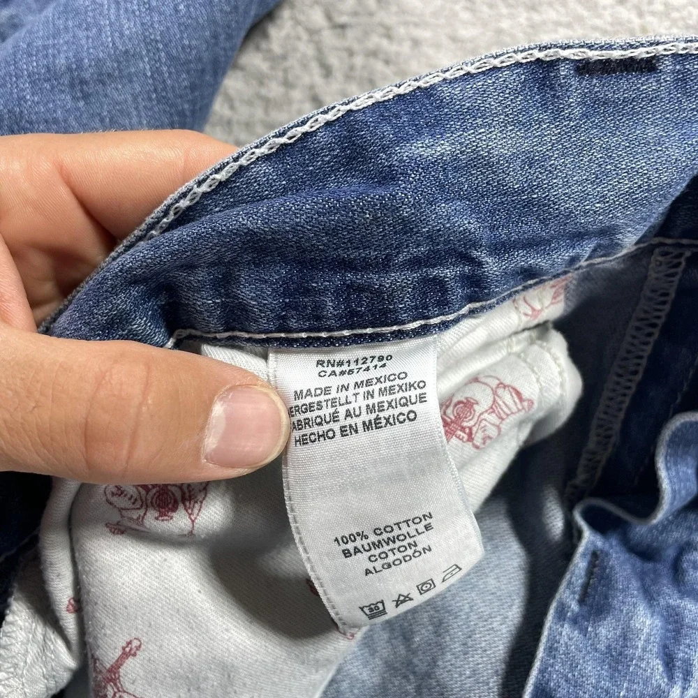 True Religion Ricky Flap SN Jeans Mens 38x34 Blue Med Wash Relaxed Straight